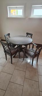 Houten ronde tafel met 4 stoelen, Huis en Inrichting, Ophalen, Gebruikt