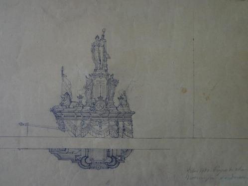 originele ontwerptekening voor praalwagen 1880 Hendrickx, Antiquités & Art, Art | Dessins & Photographie, Enlèvement ou Envoi