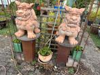 3 grote zware terracotta leeuwen, Tuin en Terras, Tuinbeelden, Ophalen, Gebruikt, Overige materialen, Dierenbeeld