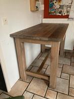 Massief hout  hoge tafel, Huis en Inrichting, Barren, Ophalen, Gebruikt, Inclusief barstoelen