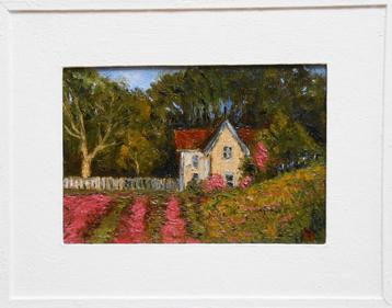 "Huis in het Bos" Ingelijst schilderij   beschikbaar voor biedingen