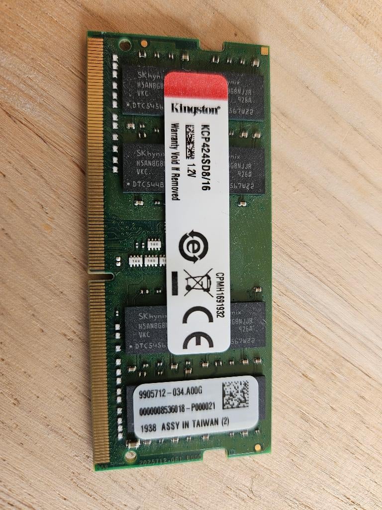 Kingston 16Gb RAM DDR4 KCP424SD8/16, Computers en Software, RAM geheugen, Gebruikt, Desktop, 64 GB, DDR4, Ophalen of Verzenden