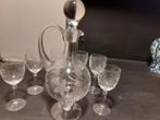 vintage set van karaf met 6 glazen voor wijn of water, Antiek en Kunst, Antiek | Glaswerk en Kristal, Ophalen