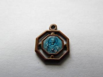 M41 * Antiek Blauw Scapulier- Medaille * Jezus en Maria beschikbaar voor biedingen