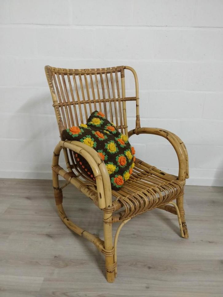 Vintage midcentury rotan lounge stoel, Antiek en Kunst, Antiek | Meubels | Stoelen en Sofa's, Ophalen