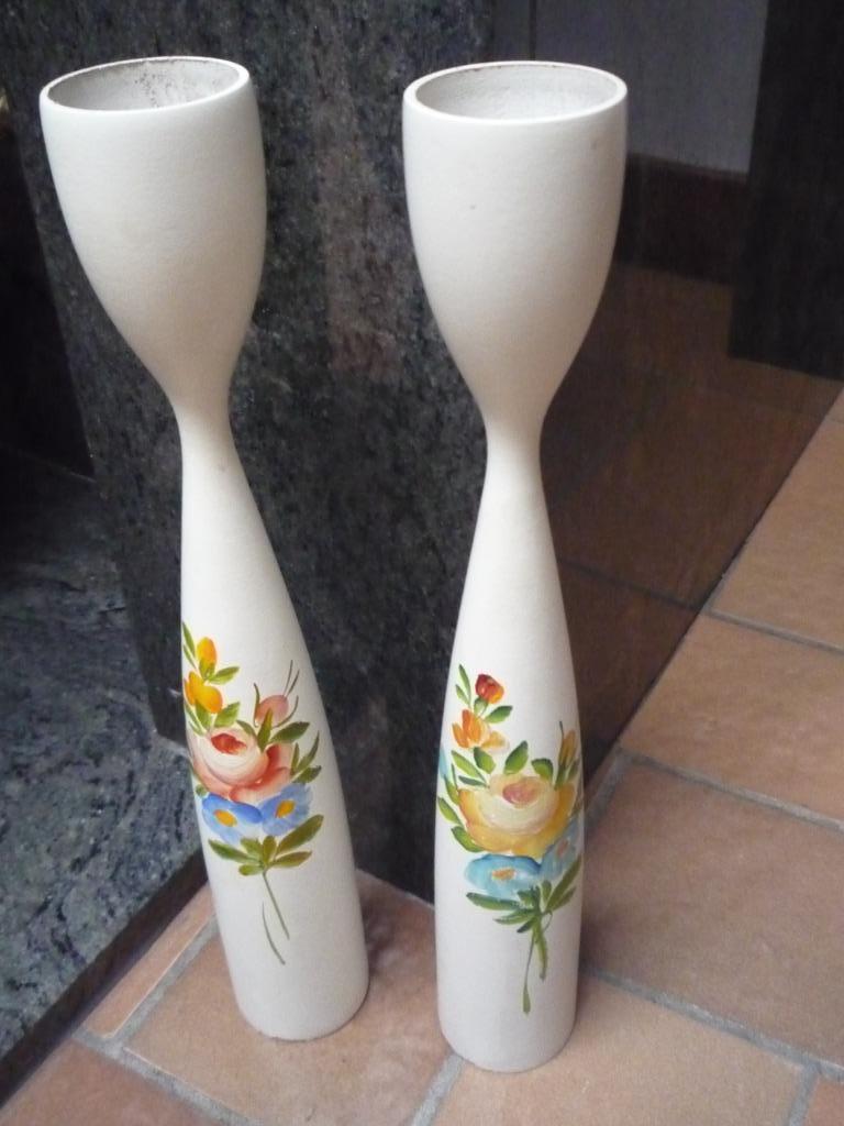 ensemble brocante vintage de 2 chandeliers en bois peint, Enlèvement ou Envoi, Autres matériaux