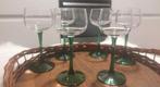 6 verres à vin vintage Luminarc France sur vert, base haute, Comme neuf, Enlèvement ou Envoi