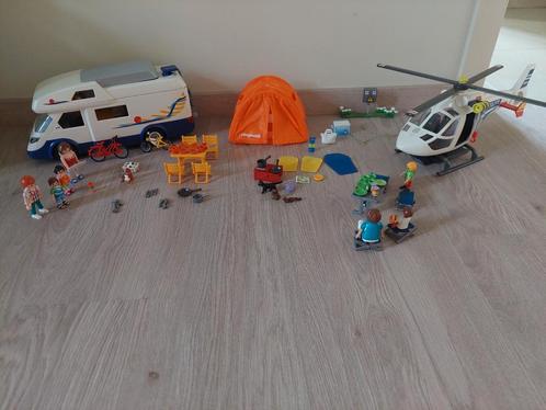 playmobil helikopter + kampeerset + mobilhome, Kinderen en Baby's, Speelgoed |Speelgoedvoertuigen, Gebruikt, Ophalen of Verzenden
