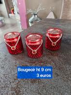 set van 3 glazen kandelaars, Huis en Inrichting, Ophalen of Verzenden, Gebruikt