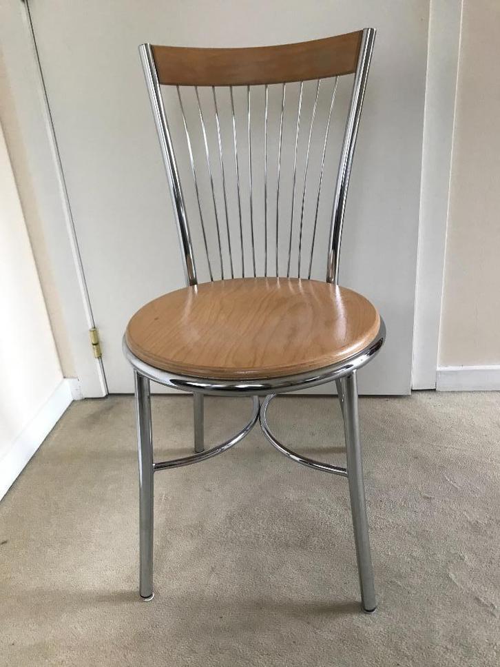 moderne keukenstoelen, Huis en Inrichting, Stoelen, Gebruikt, Twee, Hout, Metaal, Overige kleuren, Ophalen