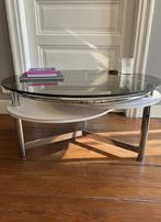 Space age chrome & glas salontafel – 1970s, Ophalen, Rond, 50 tot 100 cm, Minder dan 50 cm