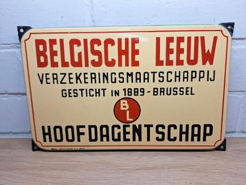 Emaille bord Verzekering Belgische Leeuw Em. Koekelberg beschikbaar voor biedingen