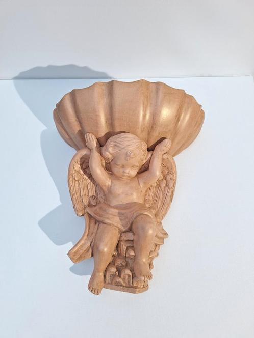 Keramische wandbloempot cherubijntje met schelp, Tuin en Terras, Tuinbeelden, Zo goed als nieuw, Ophalen of Verzenden