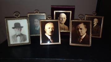 4 Orotone + 2 Opalotype portretten in messing fotokadertjes beschikbaar voor biedingen