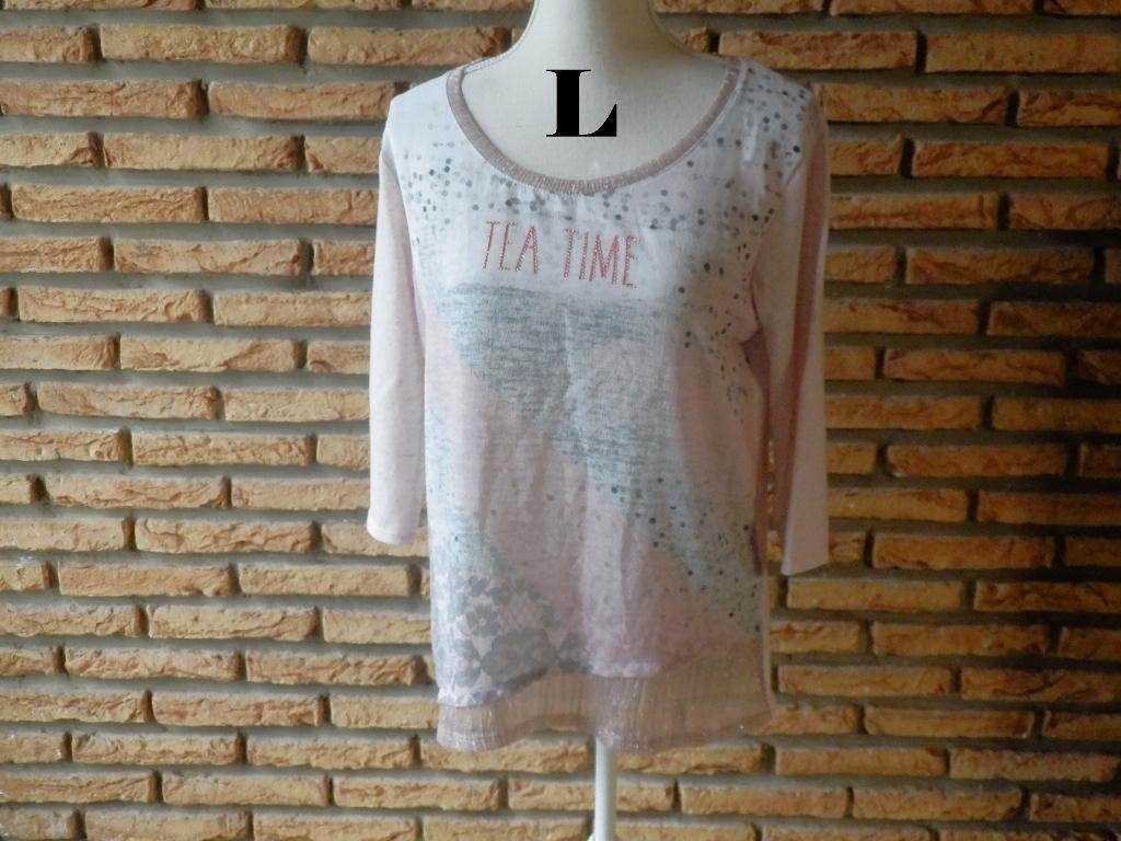 (197) -blouse femme t.L rose grise - bréal -, Kleding | Dames, Blouses en Tunieken, Zo goed als nieuw, Maat 38/40 (M), Roze, Ophalen of Verzenden