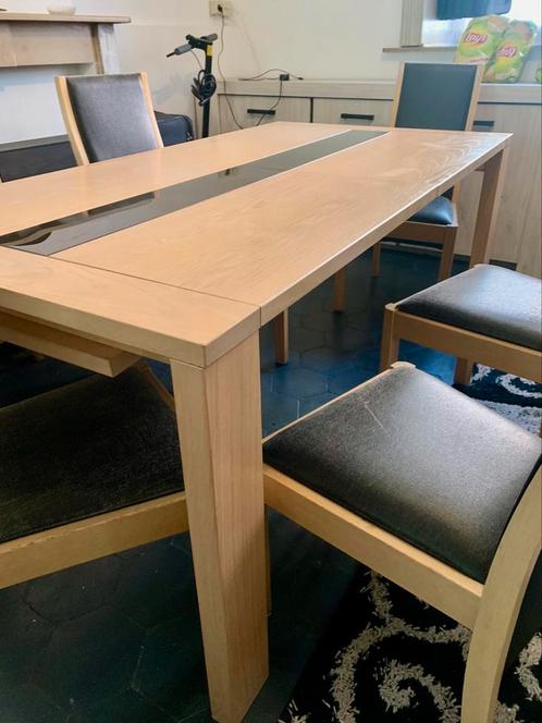 Eetkamerset, tafel+6 stoelen+dressoir, Huis en Inrichting, Tafels | Eettafels, Zo goed als nieuw, Glas, Ophalen