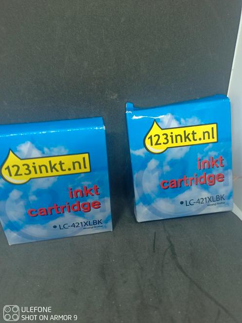 2 ZWARTE INKTPATRONEN DIE COMPATIBEL ZIJN MET BROTHER LC 421, Computers en Software, Printerbenodigdheden, Nieuw, Cartridge, Ophalen of Verzenden
