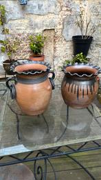 Deux vases de patio en faïence., Enlèvement, Utilisé