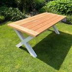 Prachtige Douglas Tuintafels - Wit Onderstel, Ophalen of Verzenden, Nieuw, Rechthoekig, Hout