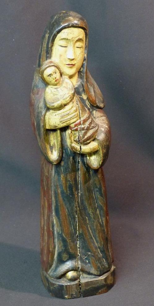 vierge à l'enfant statuette ancienne 37cm 1,3kg bois Jésus, Antiquités & Art, Art | Sculptures & Bois, Envoi