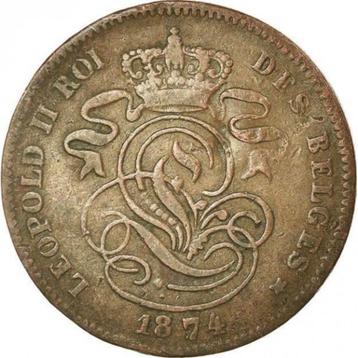 België 2 centimes, 1874  Frans - 'DES BELGES'