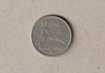 Noorwegen : 1 (gebruikte) munt van 50 ore : 1961 beschikbaar voor biedingen
