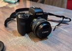 Canon EOS M50 + kit d'objectifs 15-45 mm + accessoires, Enlèvement ou Envoi, Canon, Compact, Comme neuf