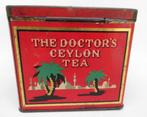 oude lege blikken doos vintage The doctor's Ceylon tea, Ophalen of Verzenden, Gebruikt, Thee, Overige merken