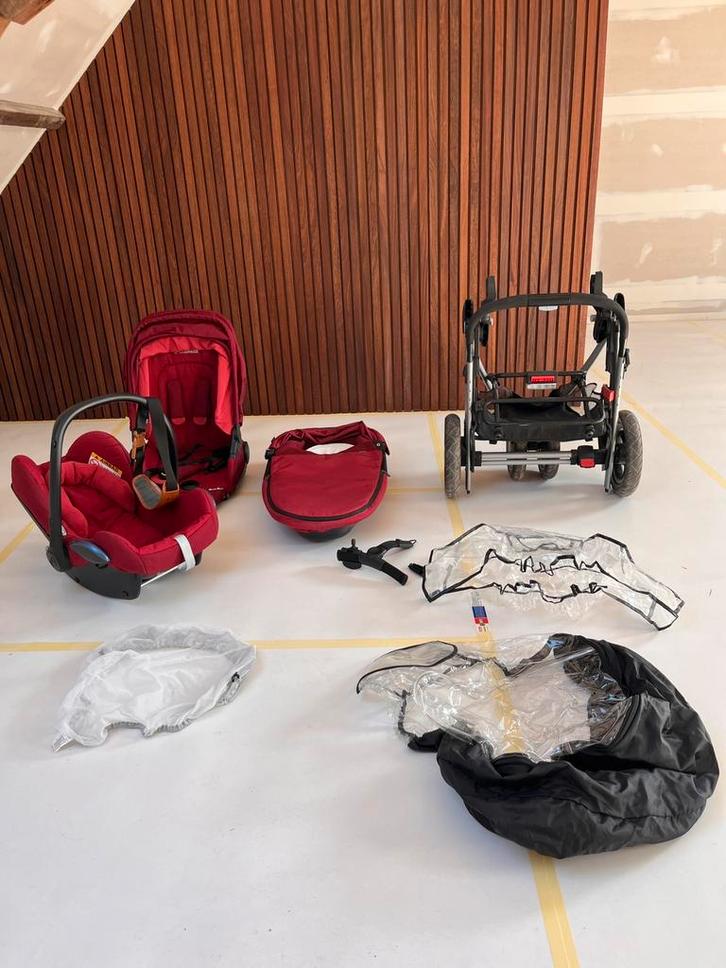Maxi cosi Mura plus met cabriofix, volledige set bordeaux, Kinderen en Baby's, Kinderwagens en Combinaties, Gebruikt, Combiwagen