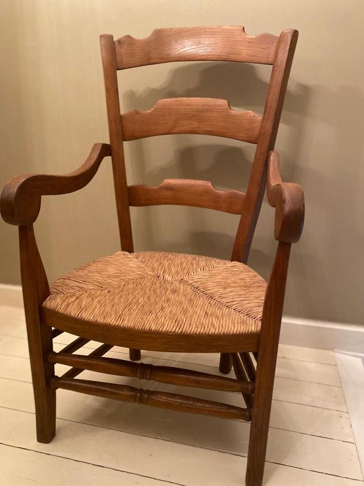 Mooie landelijke stoel met rieten zitting – topstaat!, Antiek en Kunst, Antiek | Meubels | Stoelen en Sofa's, Ophalen