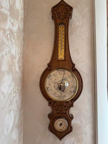 Mooie, authentieke, houten barometer/weerstation, Enlèvement, Comme neuf, Station météo