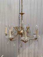 Vintage kroonluchter van messing/kristal, Huis en Inrichting, Lampen | Kroonluchters, Ophalen, Gebruikt