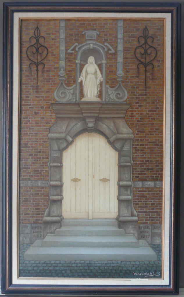 SCHILDERIJ BEGIJNHOF KORTRIJK DOOR VAN AVERBEKE, Antiek en Kunst, Kunst | Schilderijen | Klassiek, Ophalen