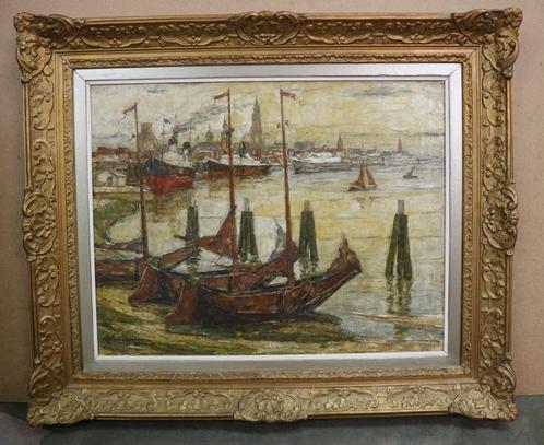 Alfons VAN BEURDEN, de Rijnkaai in Antwerpen, Antiek en Kunst, Kunst | Schilderijen | Klassiek, Ophalen of Verzenden