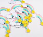 Regenboog + wolk/ster strijkplaatje patch kinderen - 30x80mm, Ophalen of Verzenden, Nieuw