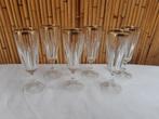 6 flûtes / verres à champagne vintage 1960 verre bords dorés, Antiquités & Art, Enlèvement ou Envoi