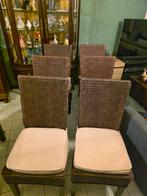 6 rieten stoelen + kussens te koop, Huis en Inrichting, Ophalen
