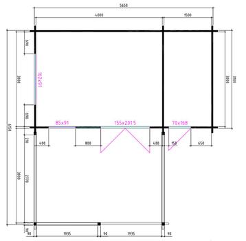 Cabane en rondins de jardin 4x3+3z : 495 x 340 x 265 (h) cm