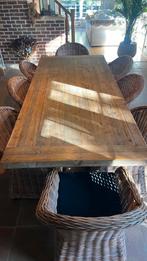 Eettafel met stoelen, Tuin en Terras, Ophalen, Gebruikt, Rechthoekig, Hout