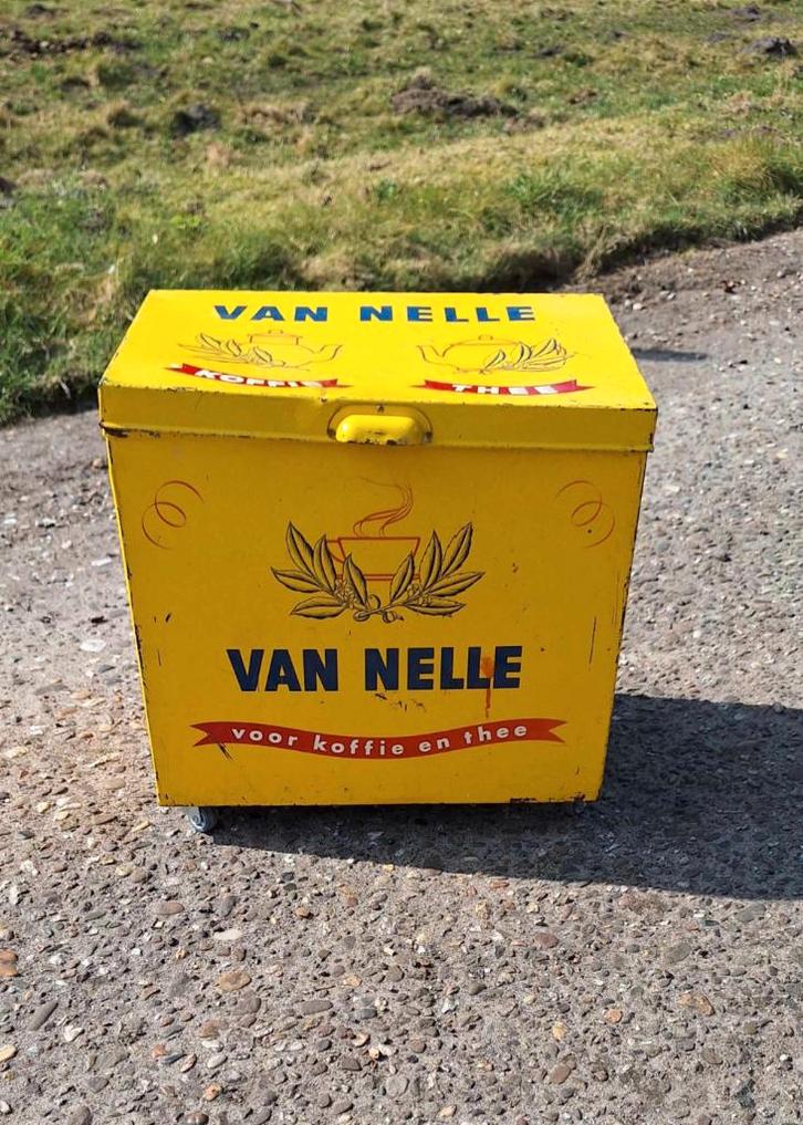 Mooi winkelblik, voorraadblik Van Nelle️️️ Koffie en Thee., Collections, Boîte en métal, Utilisé, Café, Van Nelle, Enlèvement ou Envoi