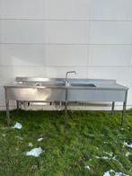 Dubbele aluminium wasbak, Ophalen, Gebruikt, Staal of Inox, Overige typen