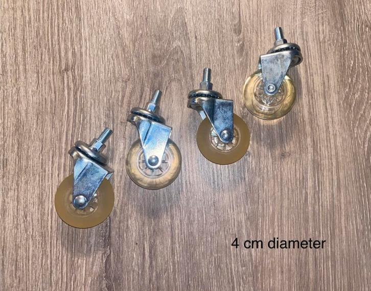 4 roues - 4 cm, Maison & Meubles, Maison & Meubles | Autre, Comme neuf, Enlèvement ou Envoi