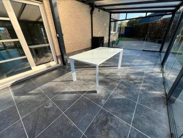 Moderne eettafel 160cm, Huis en Inrichting, Tafels | Eettafels, Ophalen, Gebruikt, 50 tot 100 cm, Glas