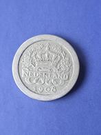 1908 Nederland ronde stuiver Wilhelmina, Postzegels en Munten, Munten | Nederland, Koningin Wilhelmina, Losse munt, 5 cent, Verzenden