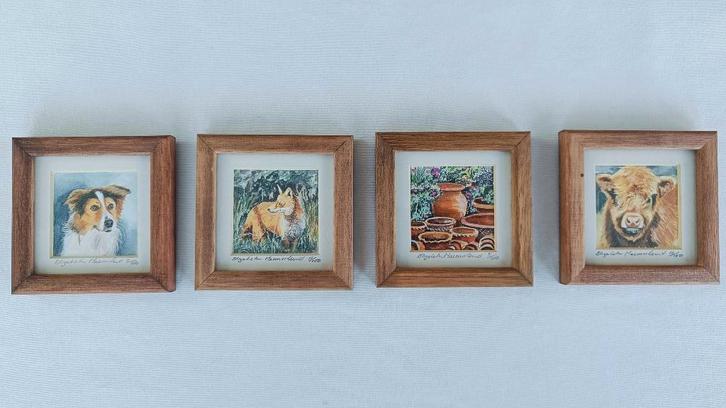 Elizabeth Macmorland schilderijtjes (4), Antiek en Kunst, Kunst | Schilderijen | Klassiek, Ophalen of Verzenden