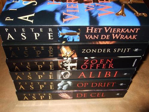 Een 6-tal boeken van PIETER ASPE : grote paperbacks (titels, Boeken, Thrillers, Nieuw, België, Ophalen