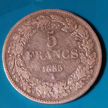 België 5 francs zilver Leopold I 1835 gelauwerd  - positie A