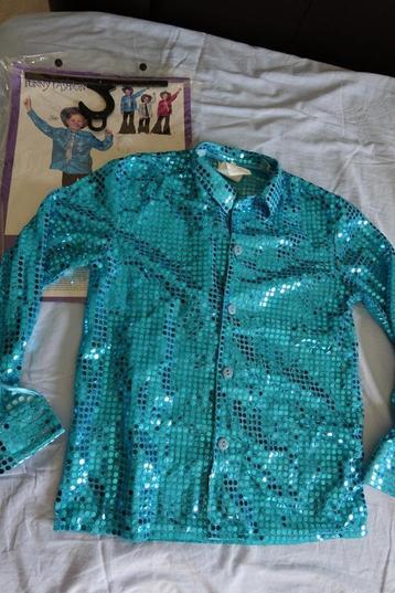 verkleedkleding blauw glitter hemd maat 140 beschikbaar voor biedingen