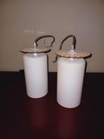 Set van 2 plafondlampen in mat wit glas, Ophalen, Glas