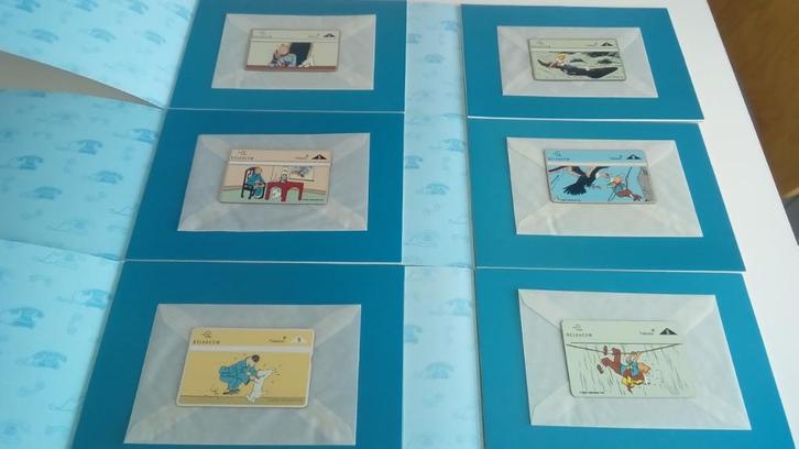 Complete set van 6 Belgacom TINTIN-telefoonkaarten - Hergé/N, Verzamelen, Stripfiguren, Nieuw, Kuifje, Ophalen of Verzenden